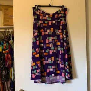 Lularoe azure skirt large purple cassette tapes